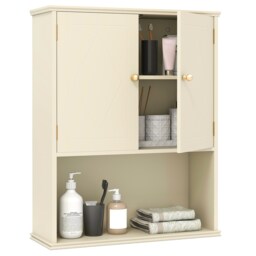 COSTWAY Bathroom Wall Cabinet 2-Door Wall Mounted White