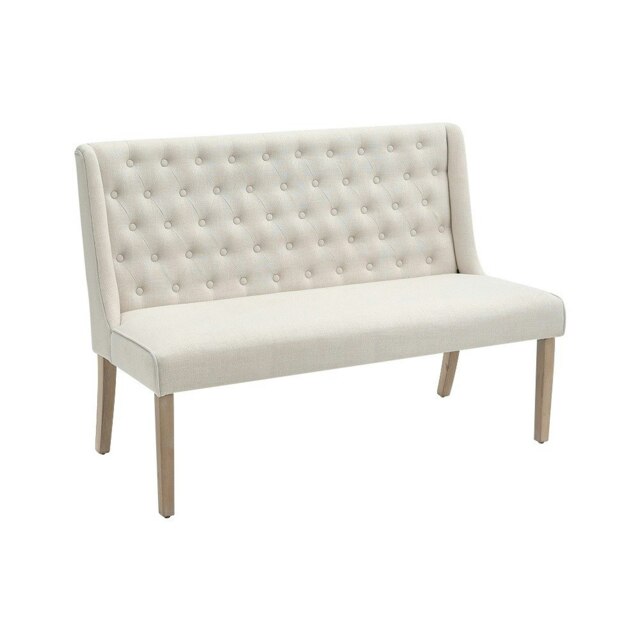 Living and Home Beige Upholstered Tufted Dining Bench