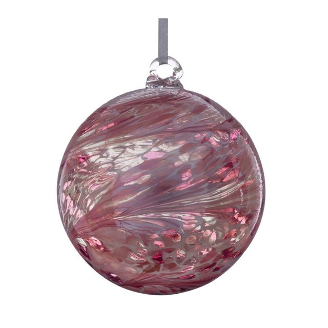 Sienna Glass Hanging Ornament 15cm Friendship Ball - Pastel Pink