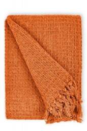 "Waffle Collection Recycled Cotton Throw in Orange (70"" x 100"")"