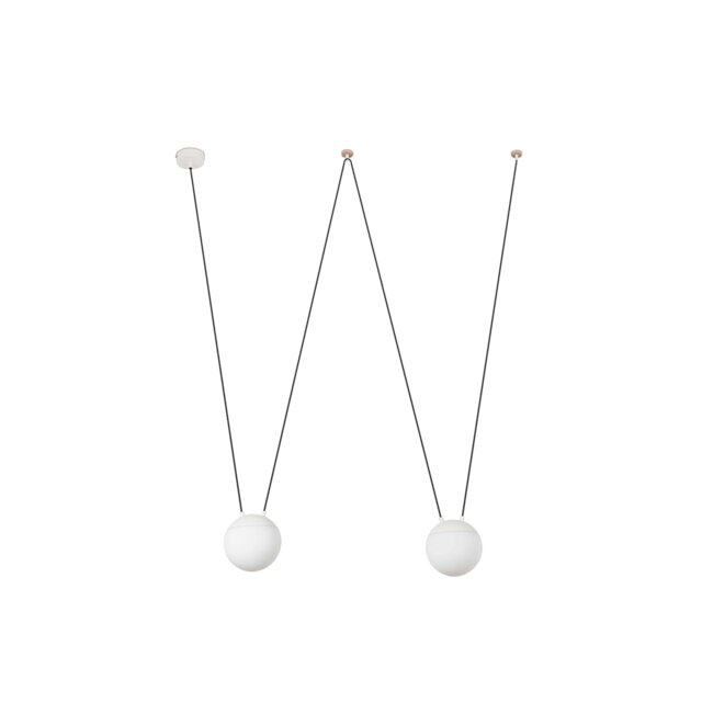 Mine 2 Light Ceiling Pendant White, Wood, E27