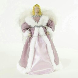 "12"" Pink & White Dress Tree Top Angel"