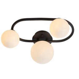 Pulsa Bathroom Globe Semi Flush 3 Lamp Ceiling Light Matt Black, IP44