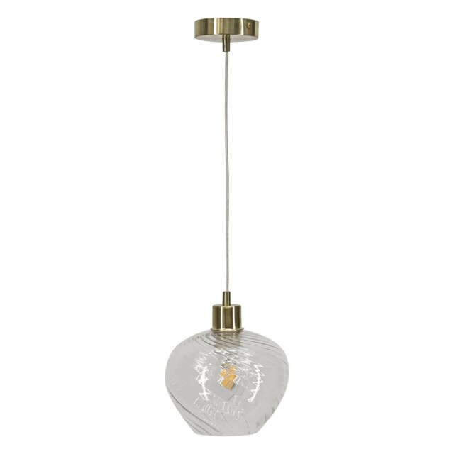 Bradson - Clear Swirl Glass with Satin Brass Pendant Fitting Clear Clear 1