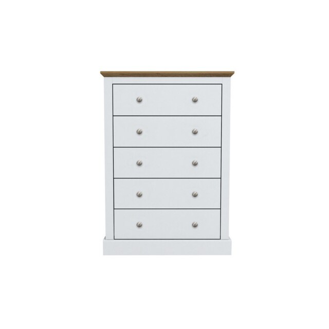 Devon 5 Drawer Chest - Particle Board - L39.5 x W79 x H111.9 cm - White