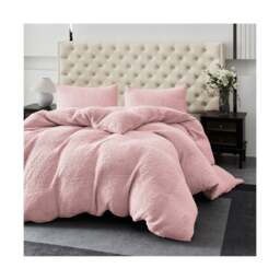 Ezysleep Winter Soft Teddy Fleece Fabric Duvet Set Warm And Cosy Bedding Pink Pink