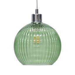 Betchley - Green Ribbed Glass Globe Easy Fit Pendant Shade Green Medium 1