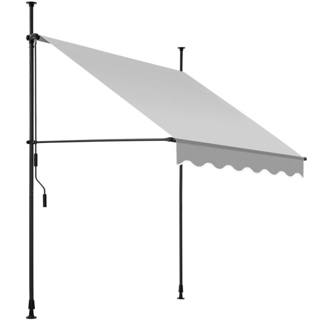 Awning with hand crank - pressure fitted , height adjustable Grey light grey 150 x 180 cm 1