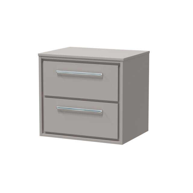 Balterley Framed Design Wall Hung 2 Drawer Vanity with Worktop Grey Pebble Grey 557 x 605 x 460mm