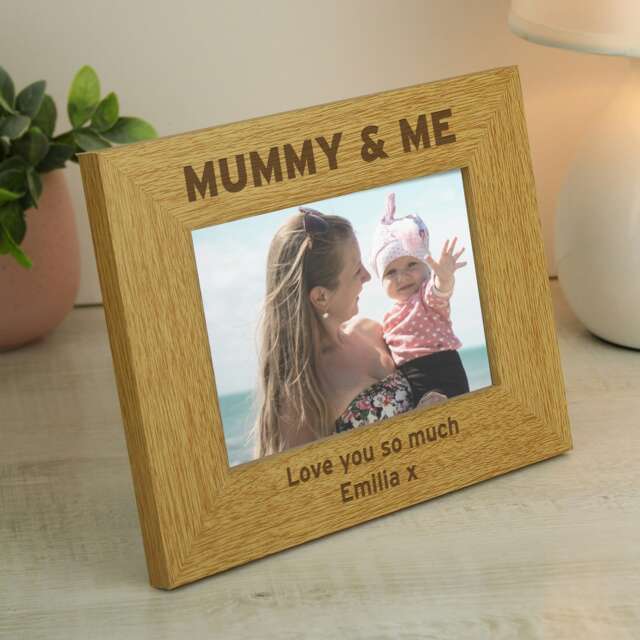 Personalised Oak Finish 6x4 Mummy & Me Photo Frame Brown One Size