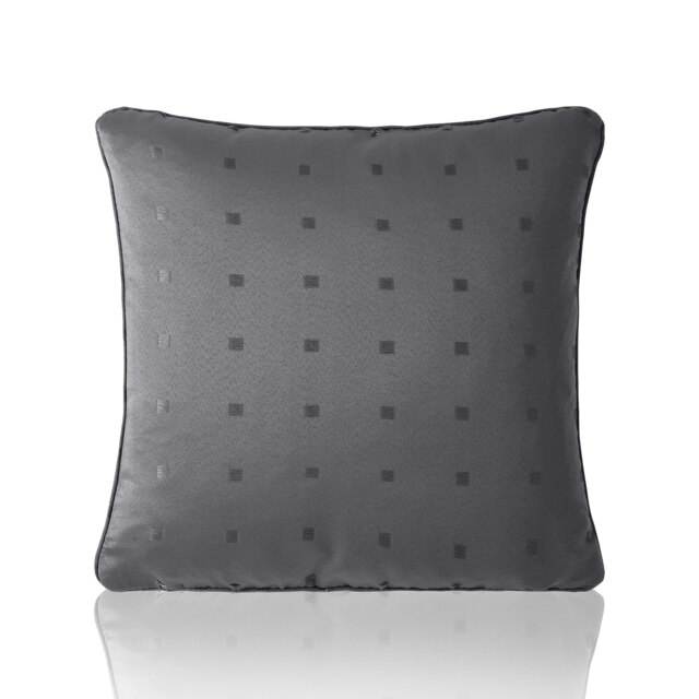 Semi Plain Dobby Square Geometric Woven Jacquard Charcoal Cushion Set of 4 Grey 45cm x 45cm x 10cm 4
