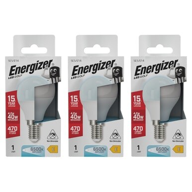 Energizer LED Golf Ball E14 470lm 4.2W 6500K (Daylight) Light Bulb - Pack of 3
