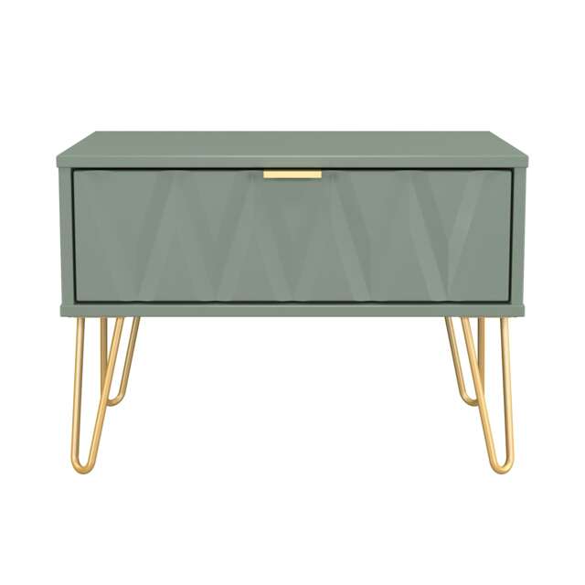 Dallas 1 Drawer Wide Bedside Table in Reed Green (Ready Assembled) Green Reed Green