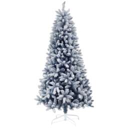 HOMCOM 6ft Flocked Artificial Christmas Tree with 700 Snow Frosted Tips, Metal Stand, Snowy Hinged mas Tree, Blue