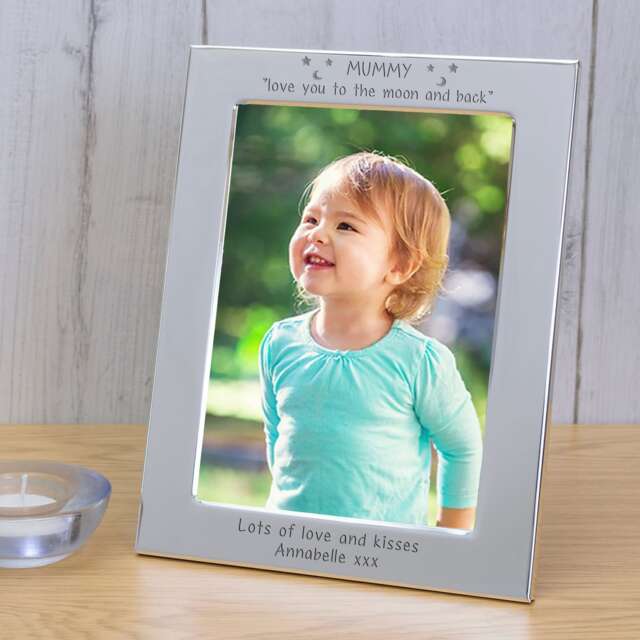 Personalised Mummy Love You To The Moon And Back Silver Plated Picture Frame 7x5