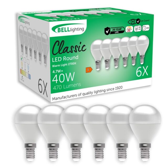BELL Lighting E14 LED Golf Ball Bulb 4.7W Energy Saving Light Bulb White Warm White - 2700K 6