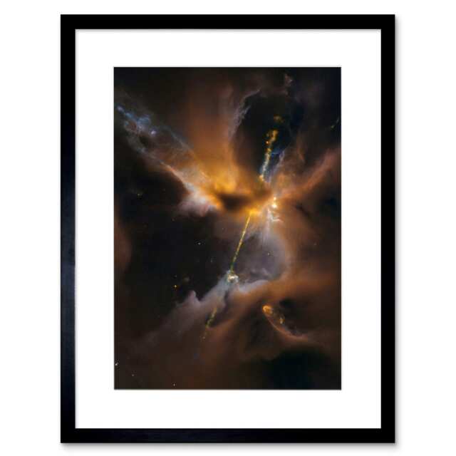 "Hubble Space Herbig-Haro Celestial Lightsaber Milky Way 9x7"" Black Framed Wall Art Print"
