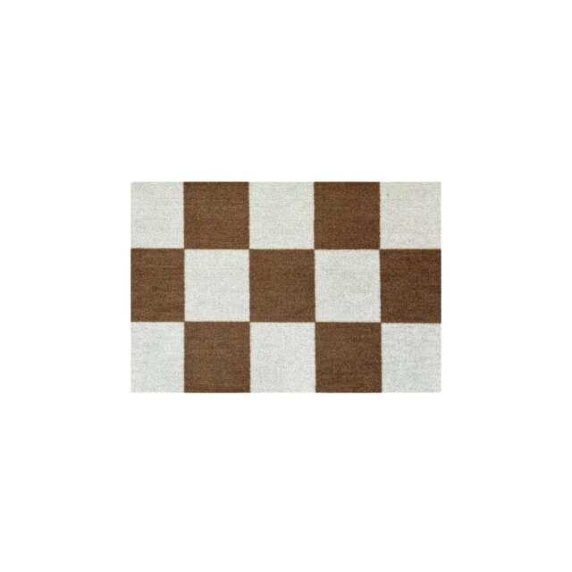 Large Cinnamon Checkerboard Washable Doormat