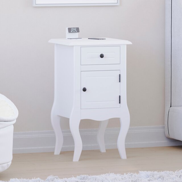 Vida Designs Nishano 1 Drawer 1 Door Bedside Cabinet Shic Cabinet Table Nightstand, White