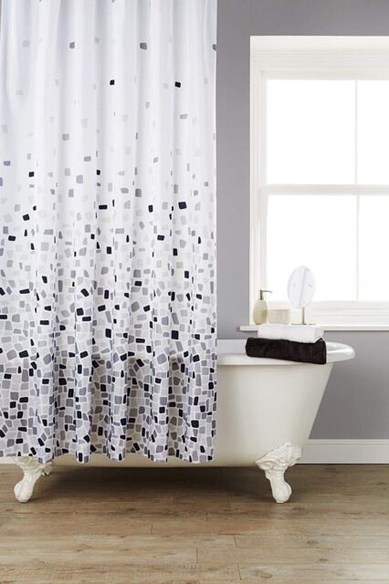 MOSAIC PATTERNED POLYESTER 180 X 180CM SHOWER CURTAIN (Grey Mosaic)