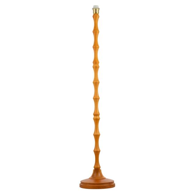 Traditional Oak Wood Standing Floor Lamp Base with Bamboo Pole Design
