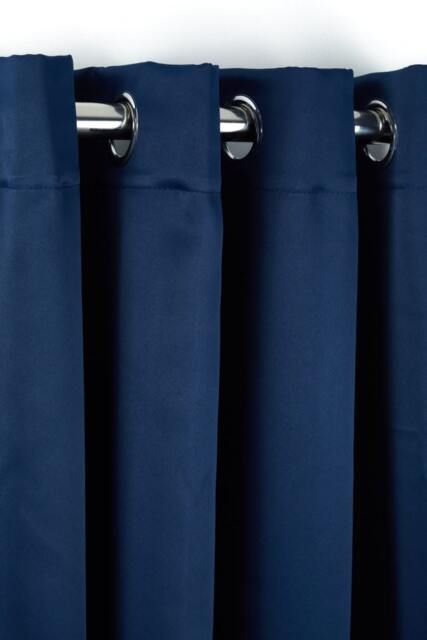 Woven Thermal Blackout Eyelet Curtains Navy 228cm x 228cm Blue Blue