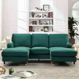 Woodbury U-Shaped Velvet Corner Sofa - Green
