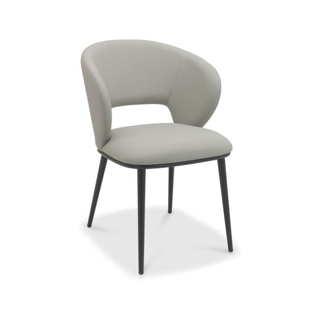 Bentley Designs - Luca - Dining Chair in Light Grey Faux Leather (Pair)