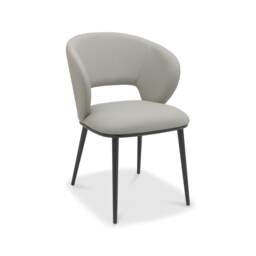 Bentley Designs - Luca - Dining Chair in Light Grey Faux Leather (Pair)
