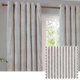 Yard Hebden Cotton Eyelet Curtain Pair, Mole, 117 cm x 183 cm Brown Mole