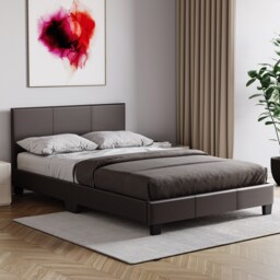 Vida Designs Lisbon 4ft Small Double Bed Faux Leather, Brown, 120 x 190cm
