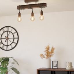 EGLO Townshend 4 Antique Brown & Black Steel 3-Light Ceiling Light