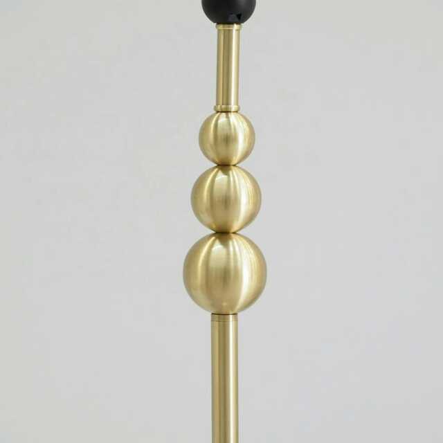 ValueLights Marissa Grey Velvet Shade with Brushed Gold Stacked Ball Floor Lamp