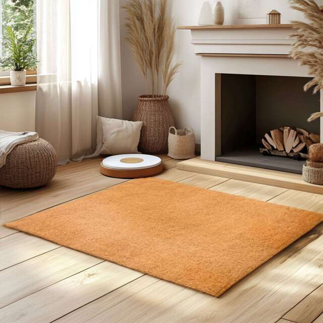 Non-Shed Synthetic Coir Large Non-Slip Large Rug for Living Room Brown Beige