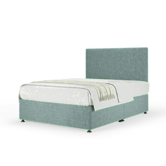 Duckegg Linen No Drawer Divan Base and Valencia Headboard Super King
