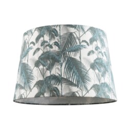 Modern Green Palm Trees Linen Fabric Drum Lamp Shade with Cotton Inner Green Green 1
