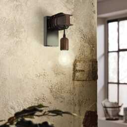 EGLO Townshend 4 Black & Brown Steel Industrial Wall Light