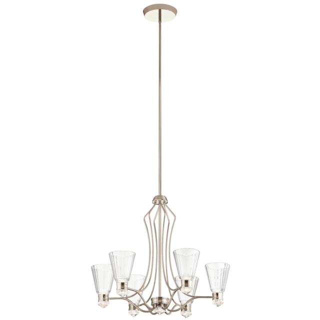Kichler Kayva Integrated LED Multi Arm Pendant Ceiling Light Polished Nickel, 3000K, IP44