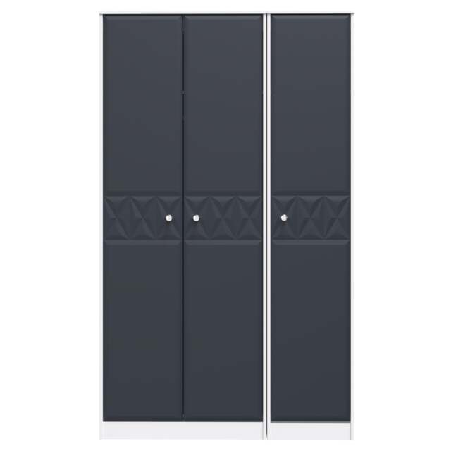 Memphis Tall Triple Wardrobe in Indigo Matt & White Matt (Ready Assembled) Blue Indigo Matt & White Matt