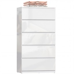 HOMCOM Bedroom Chest of Drawers, 5 Drawers Dresser, Drawer Unit, White White White 55W x 34D x 100H cm