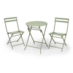Vonhaus Folding Garden Bistro Table and Chairs Set for 2 Green Sage Green 1