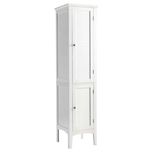 COSTWAY 5-Tier Bathroom High Cabinet Storage Organizer White White 1