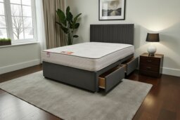 "SKY Plush Bed Set With Mattress, 2 Drawers Same Side & 24""Headboard"
