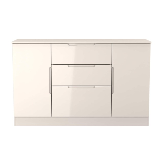 Lucca 2 Door 3 Drawer Sideboard in Kashmir Gloss & Kashmir (Ready Assembled) Cream Kashmir Gloss & Kashmir