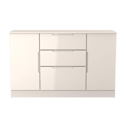 Lucca 2 Door 3 Drawer Sideboard in Kashmir Gloss & Kashmir (Ready Assembled) Cream Kashmir Gloss & Kashmir