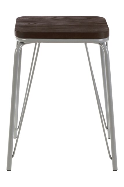 Interiors by Premier Grey Metal and Elm Wood Stool, Small Square Stool, Accent Wooden Stool for Home, Office