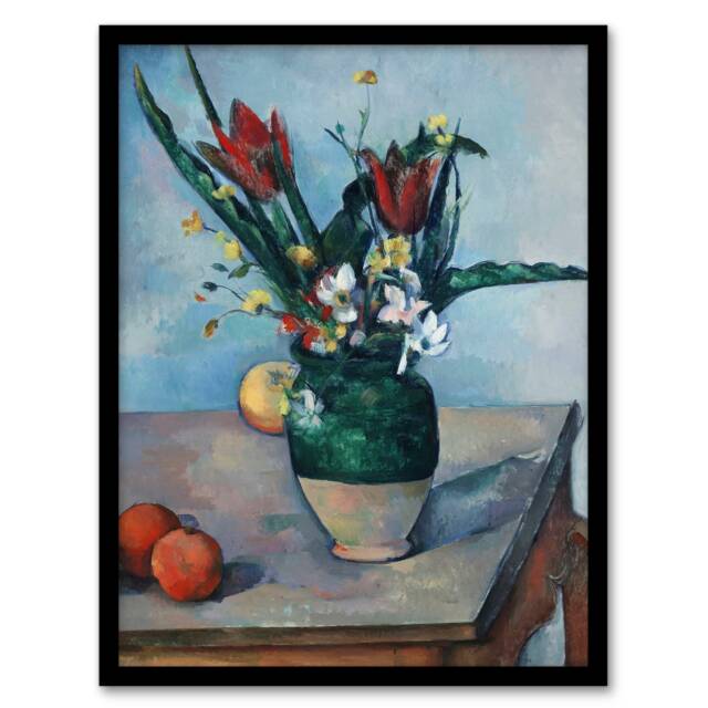 Paul Cezanne Framed Wall Art The Vase of Tulips Still Life Painting Home Décor