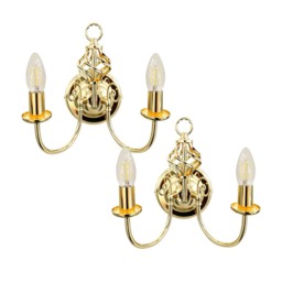 Set of 2 Barley Twist - Polished Brass Wall Lights