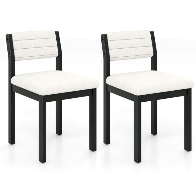 COSTWAY 2 Pcs Imitation Lamb Fleece Dining Chair White