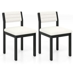 COSTWAY 2 Pcs Imitation Lamb Fleece Dining Chair White